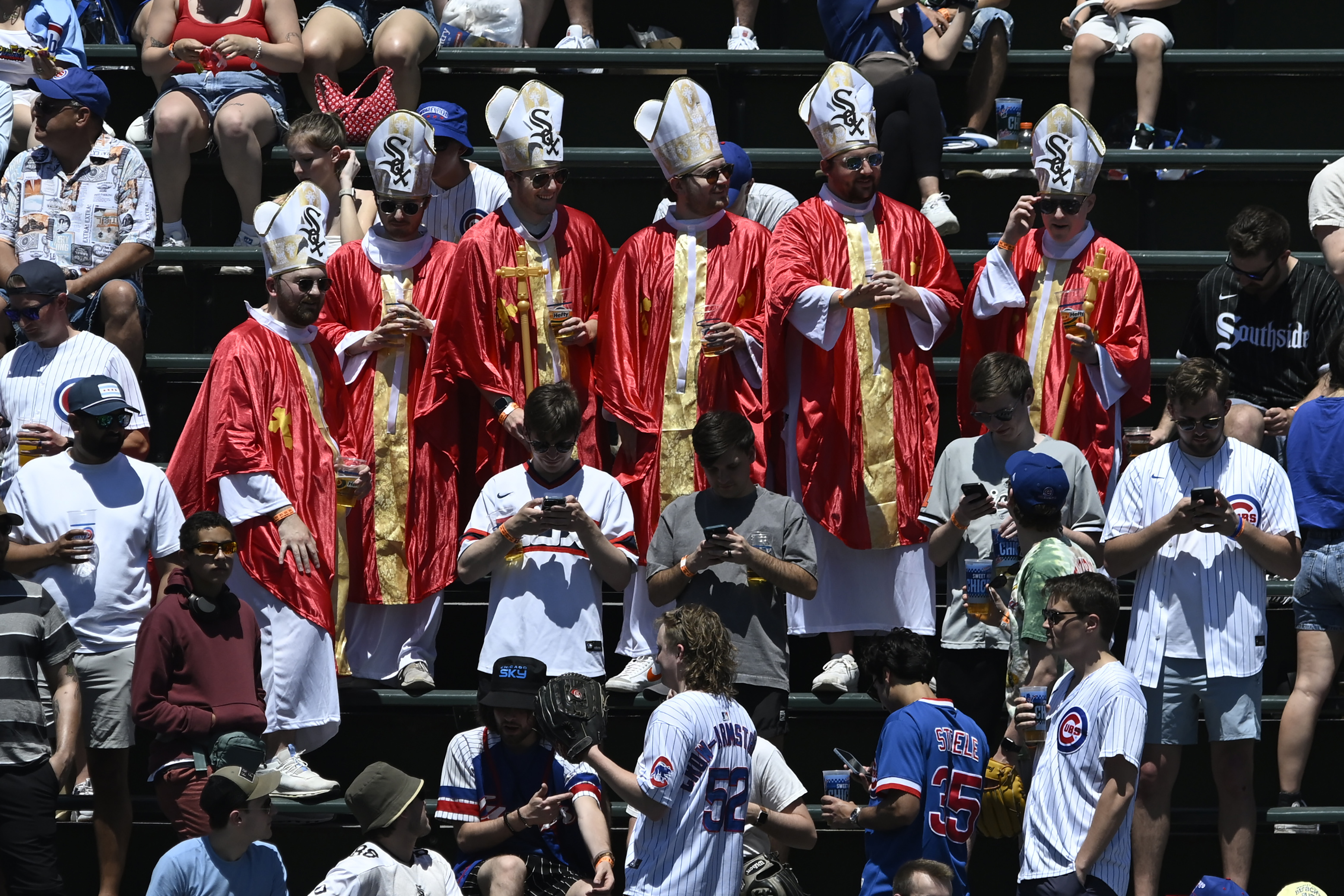 Chicago White Sox fans dressed as popes